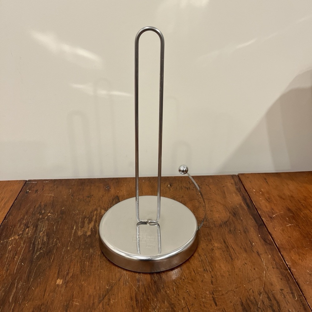 GEFU Spenso Kitchen Paper Bowel Roll Holder Stand Silver Chrome Rare MCM